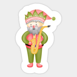 Cute santa claus playing saxophone. Sticker